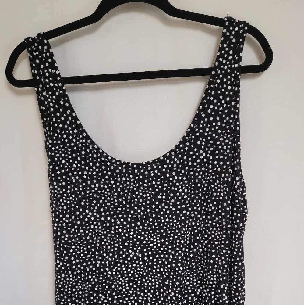 Lane Bryant Black and White Polka Dot  Sleeveless Top With Swoop Neckline 22W